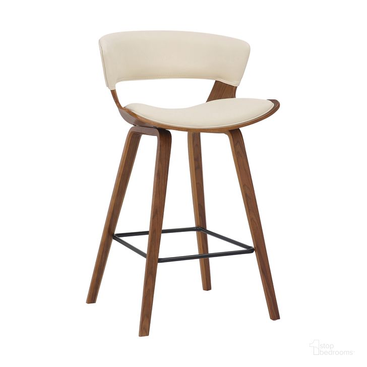 The appearance of Jagger Modern 26 Inch Wood and Faux Leather Counter Height Barstool designed by Armen Living in the transitional interior design. This cream piece of furniture  was selected by 1StopBedrooms from Jagger Collection to add a touch of cosiness and style into your home. Sku: LCJGBAWACR26. Product Type: Barstool. Material: Iron. Image1