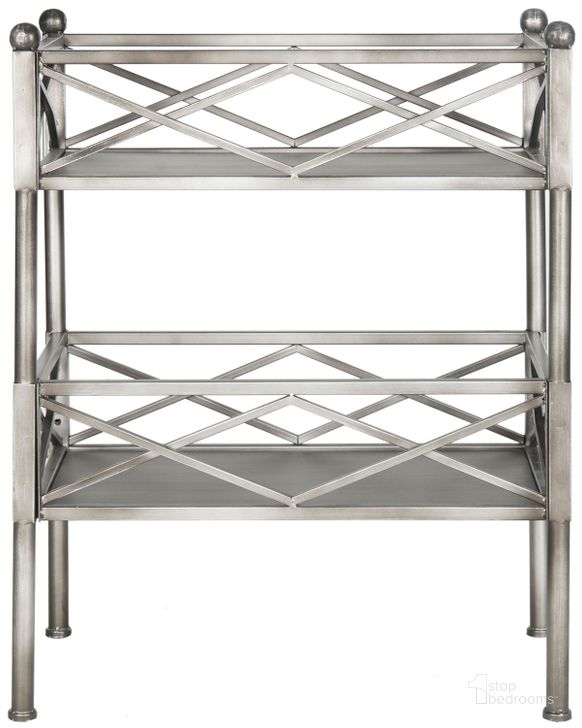 The appearance of Jamese Silver Storage Shelves designed by Safavieh in the modern / contemporary interior design. This silver piece of furniture  was selected by 1StopBedrooms from Jamese Collection to add a touch of cosiness and style into your home. Sku: AMH1531B. Product Type: Bookcase. Material: Iron. Image1