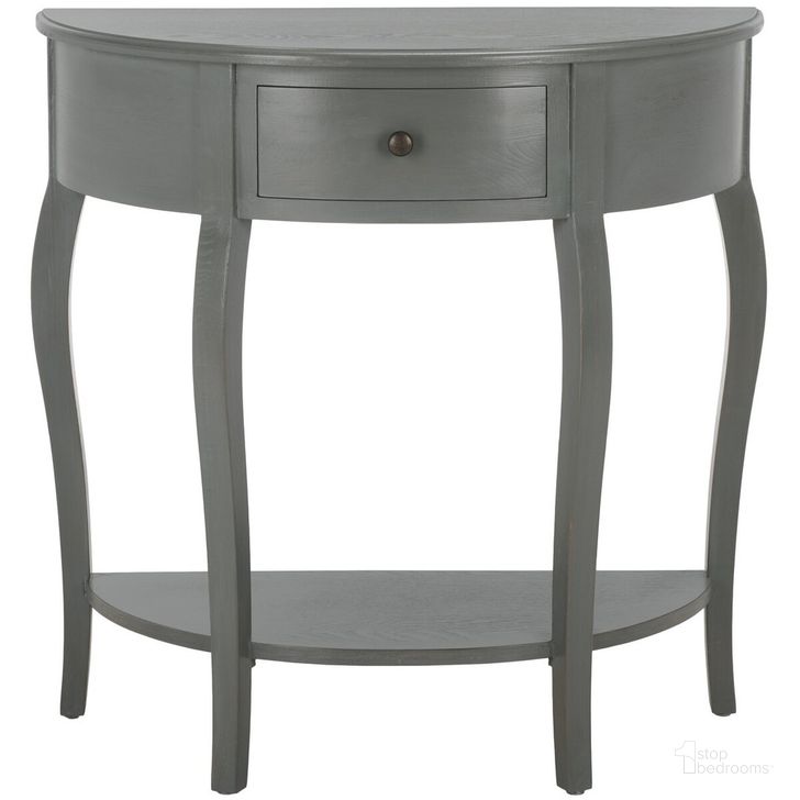 The appearance of Jan French Grey Demilune Small Console designed by Safavieh in the transitional interior design. This ash gray piece of furniture  was selected by 1StopBedrooms from Jan Collection to add a touch of cosiness and style into your home. Sku: AMH6569A. Material: Wood. Product Type: Console. Image1