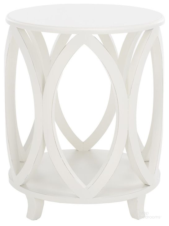The appearance of Janika Shady White Round Accent Table designed by Safavieh in the modern / contemporary interior design. This off white piece of furniture  was selected by 1StopBedrooms from Janika Collection to add a touch of cosiness and style into your home. Sku: AMH6607A. Material: Wood. Product Type: Accent Table. Image1
