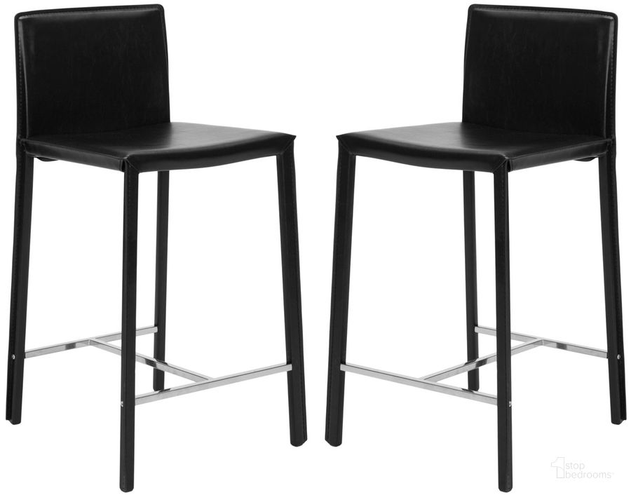 The appearance of Jason Black and Chrome 24 Inch Counter Stool Set of 2 designed by Safavieh in the modern / contemporary interior design. This black piece of furniture  was selected by 1StopBedrooms from Jason Collection to add a touch of cosiness and style into your home. Sku: FOX2003B-SET2. Product Type: Barstool. Material: Iron. Image1
