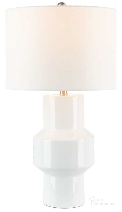 The appearance of Javert Table Lamp in White designed by Safavieh in the modern / contemporary interior design. This white piece of furniture  was selected by 1StopBedrooms from Javert Collection to add a touch of cosiness and style into your home. Sku: TBL7012A. Material: Glass. Product Type: Table Lamp. Image1