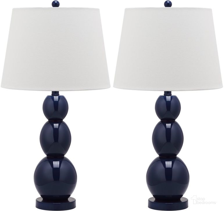 The appearance of Jayne Navy and Off-White 26.5 Inch 3-Sphere Glass Lamp Set of 2 designed by Safavieh in the modern / contemporary interior design. This navy piece of furniture  was selected by 1StopBedrooms from Jayne Collection to add a touch of cosiness and style into your home. Sku: LIT4089B-SET2. Product Type: Table Lamp. Image1
