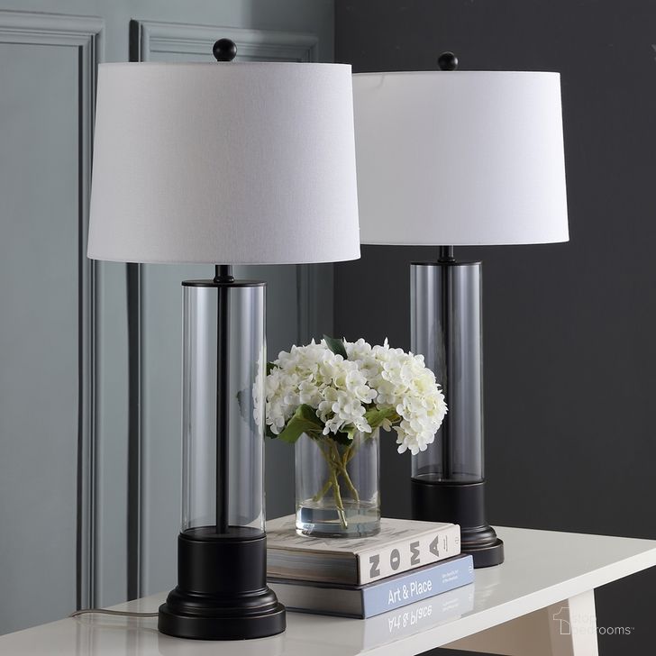 The appearance of Jayse Black and Clear Table Lamp Set of 2 designed by Safavieh in the modern / contemporary interior design. This black piece of furniture  was selected by 1StopBedrooms from Safavieh TBL Collection to add a touch of cosiness and style into your home. Sku: TBL4123A-SET2. Product Type: Table Lamp. Image1