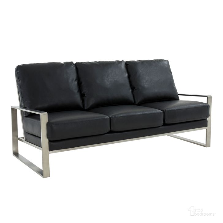 The appearance of Jefferson Design Leather Sofa In Black designed by LeisureMod in the modern / contemporary interior design. This black piece of furniture  was selected by 1StopBedrooms from Jefferson Collection to add a touch of cosiness and style into your home. Sku: JAS77BL-L. Material: Faux Leather. Product Type: Sofa. Image1