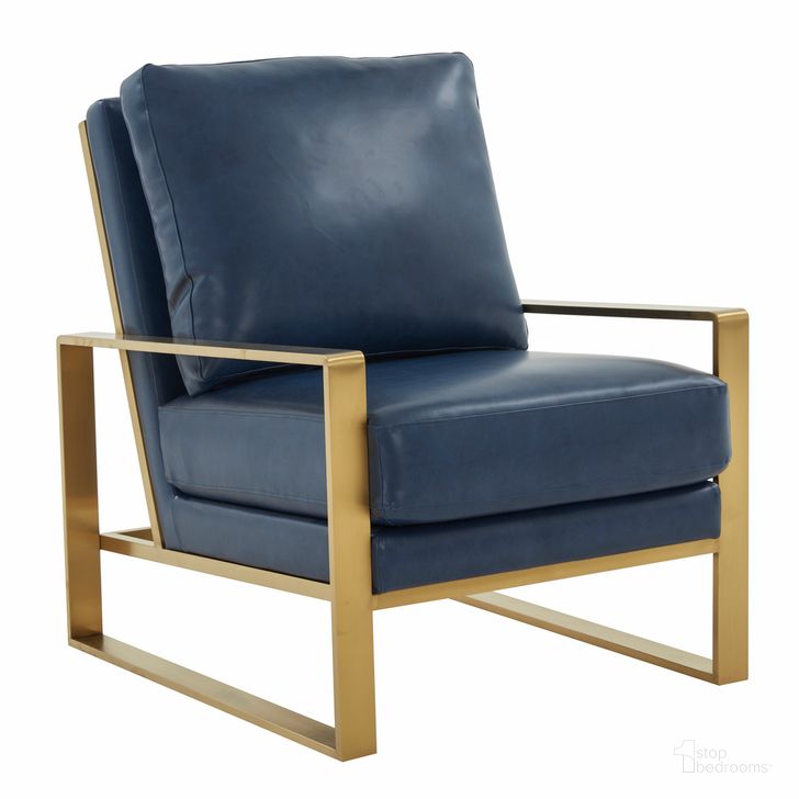 The appearance of Jefferson Leather Design Accent Armchair In Navy Blue designed by LeisureMod in the modern / contemporary interior design. This navy blue piece of furniture  was selected by 1StopBedrooms from Jefferson Collection to add a touch of cosiness and style into your home. Sku: JAG29NBU-L. Material: Faux Leather. Product Type: Arm Chair. Image1