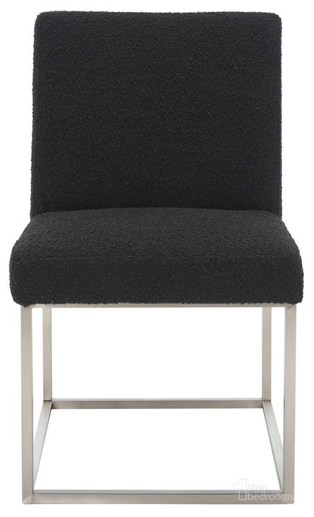The appearance of Jenette Dining Chair In Black/Silver - KNT7042J designed by Safavieh Couture in the modern / contemporary interior design. This silver and black piece of furniture  was selected by 1StopBedrooms from Jenette Collection to add a touch of cosiness and style into your home. Sku: KNT7042J. Product Type: Dining Chair. Material: Plywood. Image1