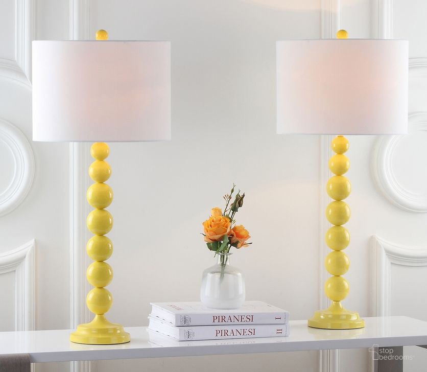 The appearance of Jenna 31.5-Inch H Stacked Ball Lamp designed by Safavieh in the modern / contemporary interior design. This yellow piece of furniture  was selected by 1StopBedrooms from Jenna Collection to add a touch of cosiness and style into your home. Sku: LIT4090H-SET2. Product Type: Table Lamp. Image1