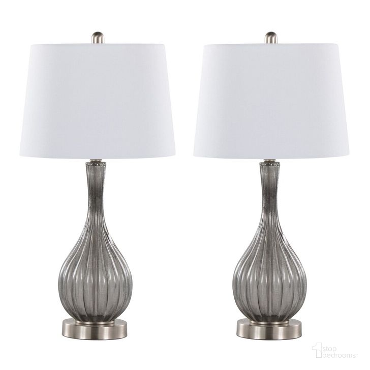 The appearance of Jenny 27.25 Inch Glass Table Lamp Set of 2 In Linen White designed by Lumisource in the modern / contemporary interior design. This linen white piece of furniture  was selected by 1StopBedrooms from Jenny Collection to add a touch of cosiness and style into your home. Sku: GTG27-JENNY GYBNIW2. Material: Metal. Product Type: Table Lamp. Image1