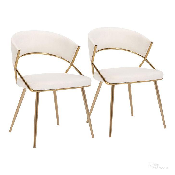 The appearance of Jie Dining Chair Set of 2 In Cream designed by Lumisource in the glam interior design. This cream piece of furniture  was selected by 1StopBedrooms from Jie Collection to add a touch of cosiness and style into your home. Sku: DC-JIE AUVCR2. Product Type: Dining Chair. Material: Velvet. Image1