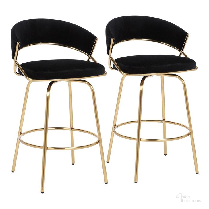 The appearance of Jie Fixed height Counter Stool Set of 2 In Black designed by Lumisource in the glam interior design. This black piece of furniture  was selected by 1StopBedrooms from Jie Collection to add a touch of cosiness and style into your home. Sku: B26-JIECLAIRE-G2 AUVBK2. Material: Metal. Product Type: Barstool. Image1