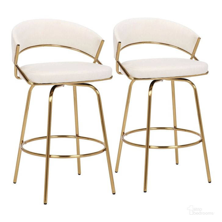 The appearance of Jie Fixed height Counter Stool Set of 2 In Cream designed by Lumisource in the glam interior design. This cream piece of furniture  was selected by 1StopBedrooms from Jie Collection to add a touch of cosiness and style into your home. Sku: B26-JIECLAIRE-G2 AUVCR2. Material: Metal. Product Type: Barstool. Image1
