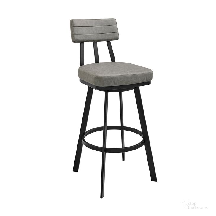 The appearance of Jinab Swivel Bar Stool In Gray designed by Armen Living in the modern / contemporary interior design. This gray piece of furniture  was selected by 1StopBedrooms from Jinab Collection to add a touch of cosiness and style into your home. Sku: 840254335233. Product Type: Barstool. Material: Iron. Image1