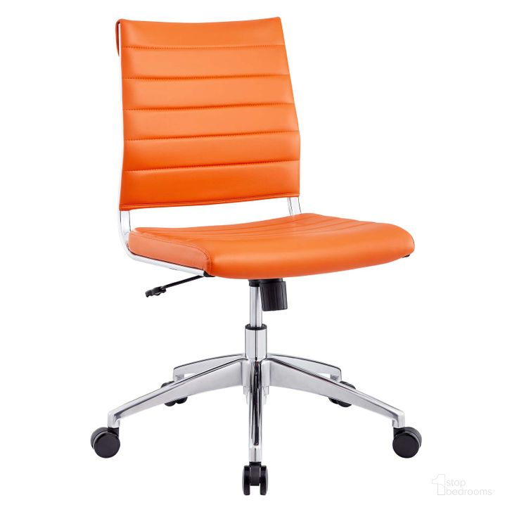 The appearance of Jive Orange Armless Mid Back Office Chair designed by Modway in the modern / contemporary interior design. This orange piece of furniture  was selected by 1StopBedrooms from Jive Collection to add a touch of cosiness and style into your home. Sku: EEI-1525-ORA. Product Type: Office Chair. Material: Plywood. Image1