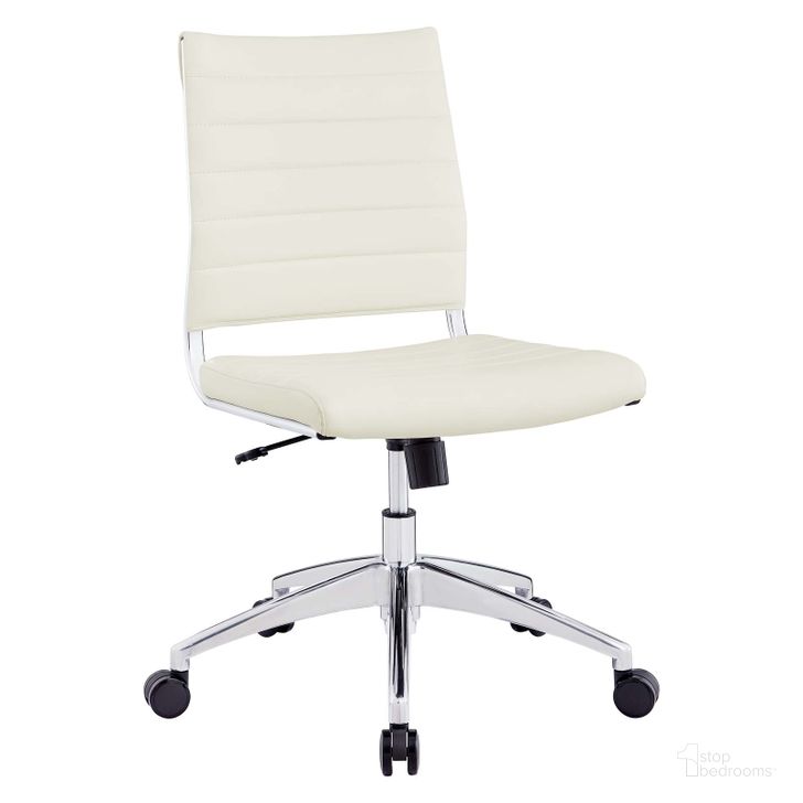 The appearance of Jive White Armless Mid Back Office Chair designed by Modway in the modern / contemporary interior design. This white piece of furniture  was selected by 1StopBedrooms from Jive Collection to add a touch of cosiness and style into your home. Sku: EEI-1525-WHI. Product Type: Office Chair. Material: Plywood. Image1