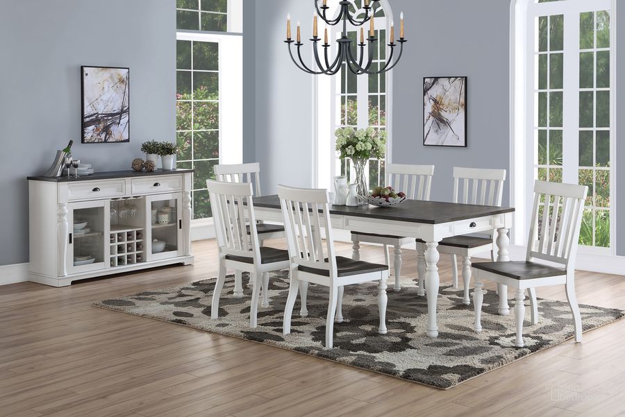 The appearance of Joanna Two Tone 7Pc Dining Set designed by Steve Silver in the country / farmhouse interior design. This ivory piece of furniture  was selected by 1StopBedrooms from Joanna Collection to add a touch of cosiness and style into your home. Sku: JA500T;JA500S;JA500S;JA500S. Product Type: Dining Room Set. Material: Rubberwood. Image1