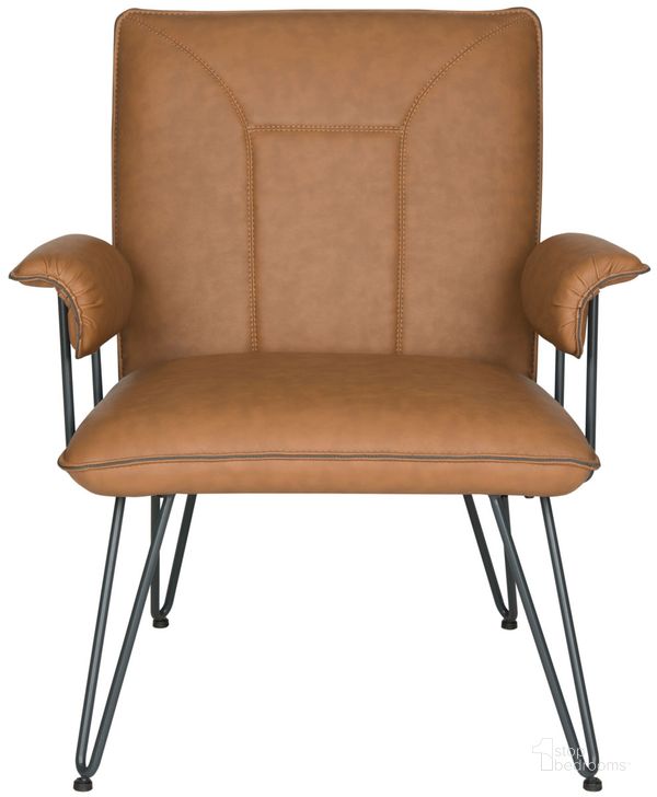 The appearance of Johannes Camel and Black 17.3 Inch Modern Leather Arm Chair designed by Safavieh in the modern / contemporary interior design. This camel piece of furniture  was selected by 1StopBedrooms from Johannes Collection to add a touch of cosiness and style into your home. Sku: FOX1700C. Material: Steel. Product Type: Accent Chair. Image1