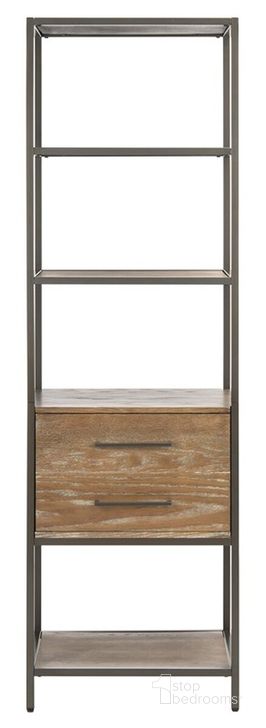 The appearance of Jola 5 Shelf 1 Drawer Etagere in Rustic Oak designed by Safavieh in the country / farmhouse interior design. This rustic oak piece of furniture  was selected by 1StopBedrooms from Jola Collection to add a touch of cosiness and style into your home. Sku: ETG6400A. Material: Wood. Product Type: Etagere. Image1