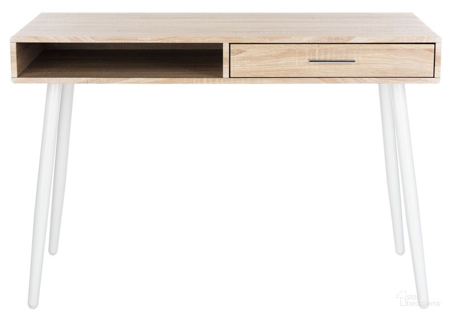 The appearance of Jorja 1 Drawer 1 Shelf Desk DSK2200A designed by Safavieh in the modern / contemporary interior design. This natural and white piece of furniture  was selected by 1StopBedrooms from Jorja Collection to add a touch of cosiness and style into your home. Sku: DSK2200A. Material: Metal. Product Type: Desk. Image1