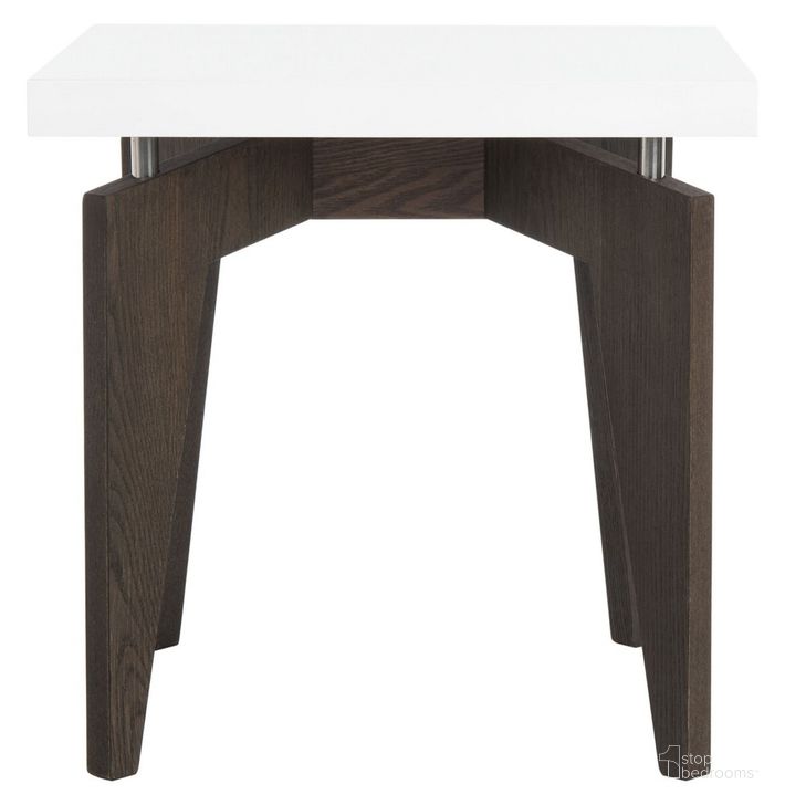 The appearance of Josef White and Dark Brown Retro Lacquer Floating Top Lacquer End Table designed by Safavieh in the modern / contemporary interior design. This white and brown piece of furniture  was selected by 1StopBedrooms from Josef Collection to add a touch of cosiness and style into your home. Sku: FOX4224A. Product Type: Accent Table. Material: Stainless Steel. Image1