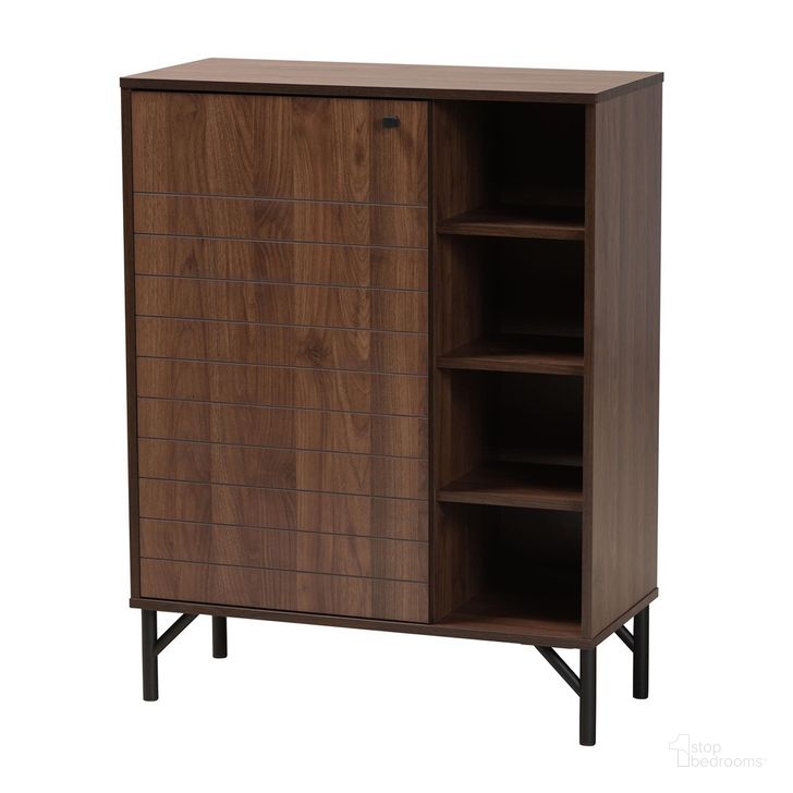 The appearance of Josette Wood 1 Door Shoe Cabinet In Walnut Brown and Black designed by Baxton Studio in the transitional interior design. This brown/black piece of furniture  was selected by 1StopBedrooms from Josette Collection to add a touch of cosiness and style into your home. Sku: ELV91005SC15WI-CLB-Shoe Cabinet. Material: Wood. Product Type: Shoe Cabinet. Image1