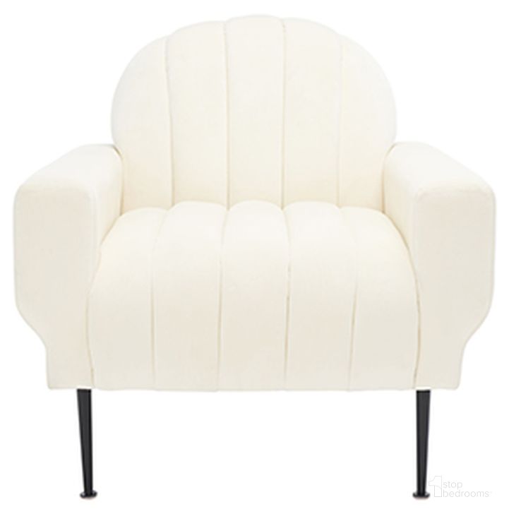 The appearance of Josh Channel Tufted Chair In Creme And Black designed by Safavieh Couture in the transitional interior design. This creme piece of furniture  was selected by 1StopBedrooms from Josh Collection to add a touch of cosiness and style into your home. Sku: SFV5021B. Material: Wood. Product Type: Accent Chair. Image1
