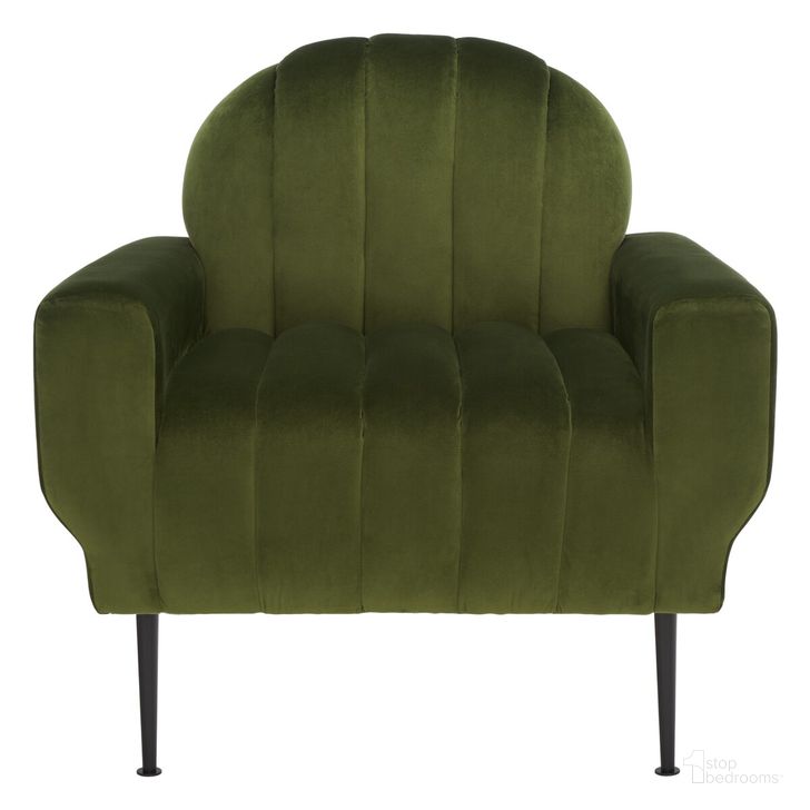 The appearance of Josh Channel Tufted Chair In Forest Green And Black designed by Safavieh Couture in the transitional interior design. This green piece of furniture  was selected by 1StopBedrooms from Josh Collection to add a touch of cosiness and style into your home. Sku: SFV5021C. Material: Wood. Product Type: Accent Chair. Image1