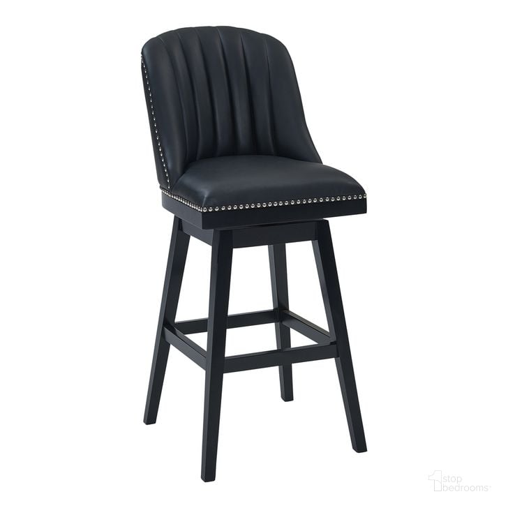 The appearance of Journey 26 Inch Counter Height Swivel Black Faux Leather and Black Wood Bar Stool designed by Armen Living in the modern / contemporary interior design. This black piece of furniture  was selected by 1StopBedrooms from Journey Collection to add a touch of cosiness and style into your home. Sku: LCJRBABLBL26. Material: Wood. Product Type: Barstool. Image1