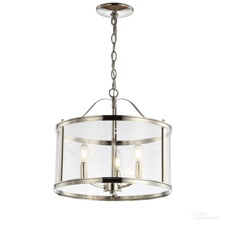 The appearance of Jude Shiny Nickel and Clear Pendant designed by Safavieh in the modern / contemporary interior design. This nickel piece of furniture  was selected by 1StopBedrooms from Jude Collection to add a touch of cosiness and style into your home. Sku: PND4041A. Product Type: Pendant Lighting. Image1