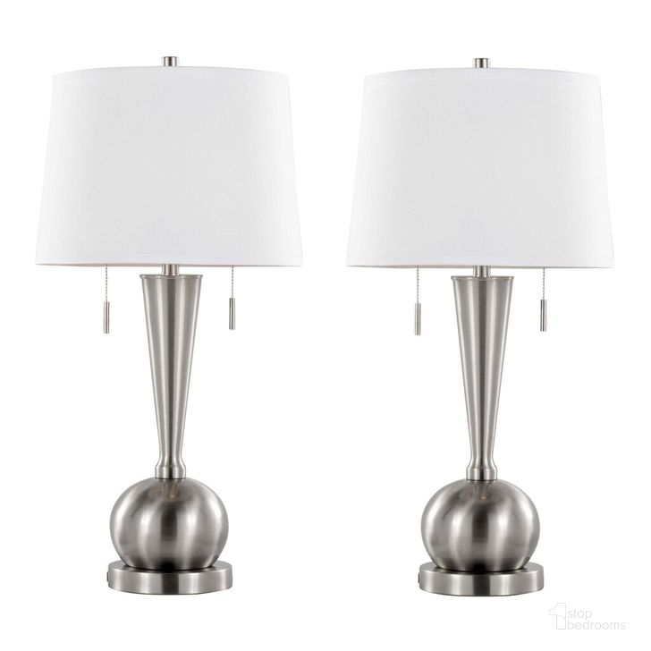 The appearance of Jules 30.25 Inch Metal Table Lamp with USB Set of 2 In White designed by Lumisource in the modern / contemporary interior design. This white piece of furniture  was selected by 1StopBedrooms from Jules Collection to add a touch of cosiness and style into your home. Sku: GTS30-JULES BNIW2. Material: Metal. Product Type: Table Lamp. Image1