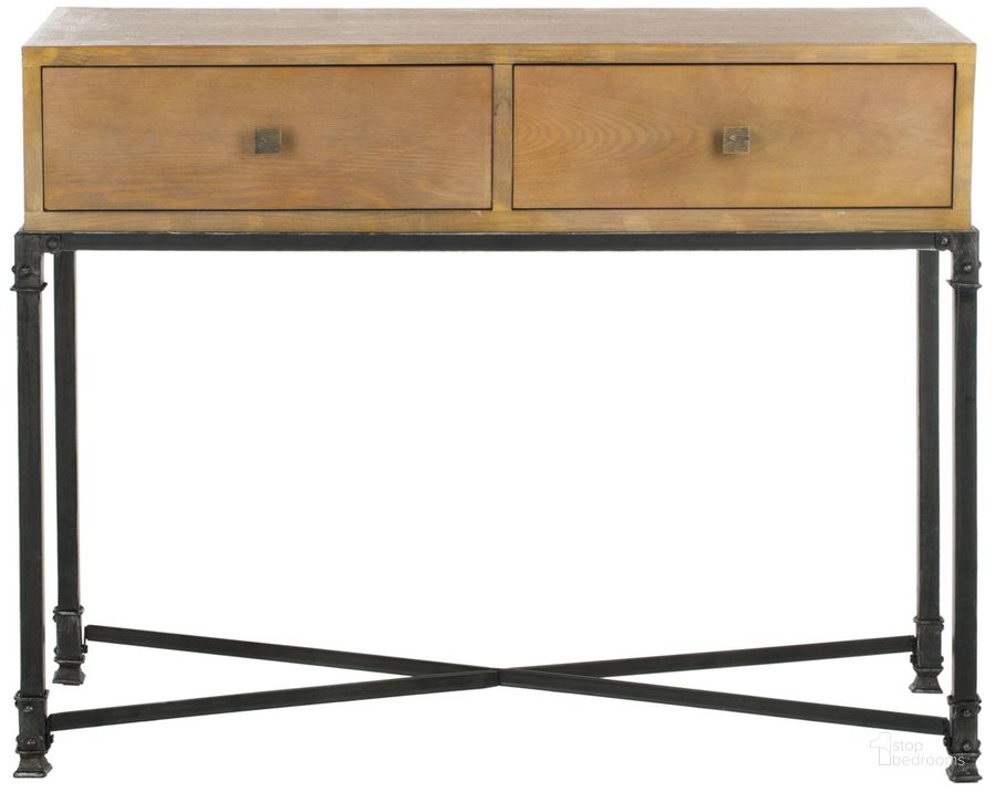 The appearance of Julian Natural 2-Drawer Console designed by Safavieh in the rustic / southwestern interior design. This natural piece of furniture  was selected by 1StopBedrooms from Julian Collection to add a touch of cosiness and style into your home. Sku: AMH4103A. Product Type: Console. Material: Iron. Image1