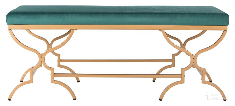 The appearance of Juliet Emerald and Gold Rectangular Bench designed by Safavieh in the modern / contemporary interior design. This emerald piece of furniture  was selected by 1StopBedrooms from Juliet Collection to add a touch of cosiness and style into your home. Sku: BCH6203B. Material: Metal. Product Type: Bench. Image1