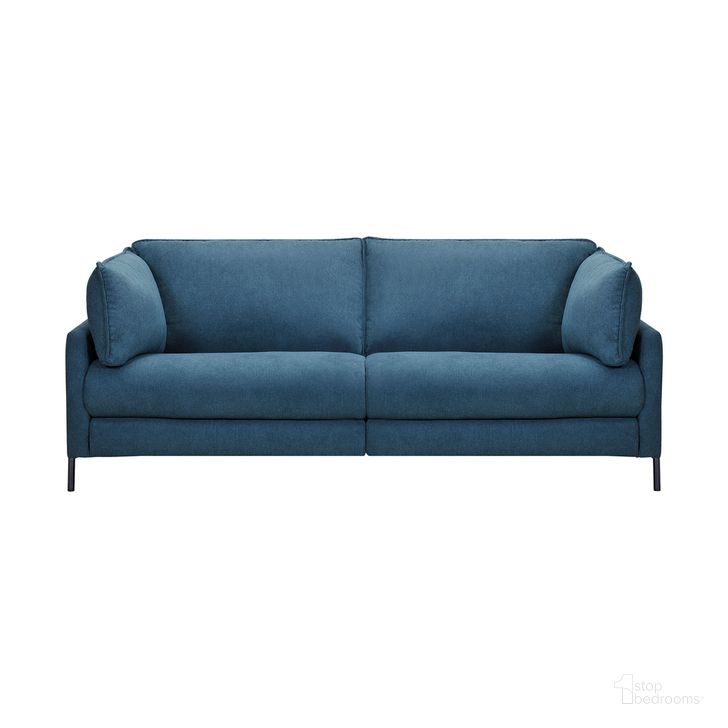 The appearance of Juliett 80 Inch Modern Blue Fabric Sofa with Power Footrest designed by Armen Living in the modern / contemporary interior design. This lake blue piece of furniture  was selected by 1StopBedrooms from Juliett Collection to add a touch of cosiness and style into your home. Sku: LCJU3LBLU. Material: Wood. Product Type: Sofa. Image1