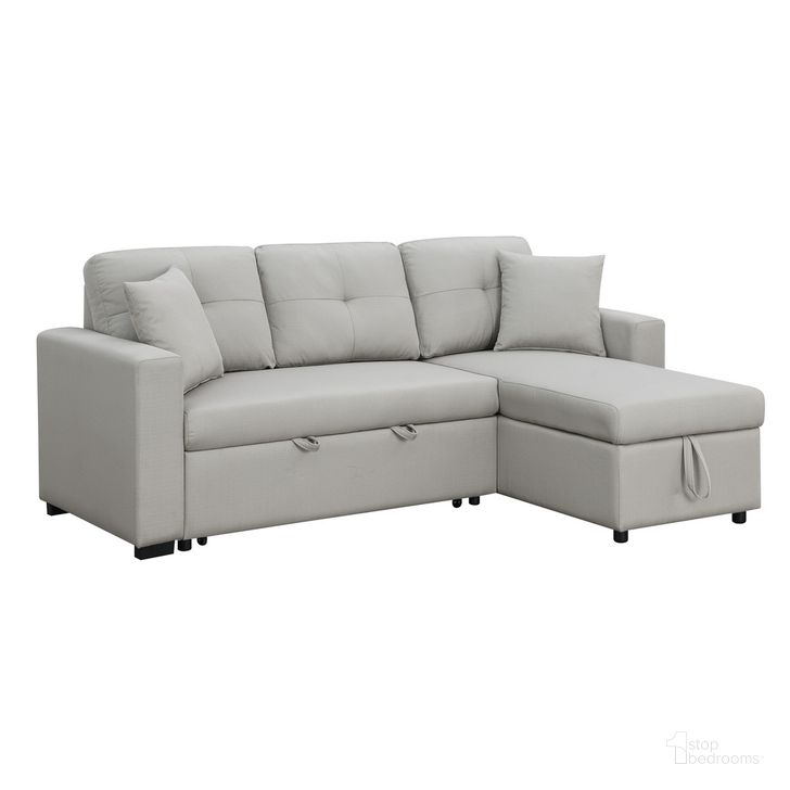The appearance of June LAF Pullout Sleeper Sectional with Storage and 2 Throw Pillows In Beige designed by AC Pacific in the modern / contemporary interior design. This beige piece of furniture  was selected by 1StopBedrooms from June Collection to add a touch of cosiness and style into your home. Sku: JUNE-BEIGE-LAF-SECT. Material: Metal. Product Type: Sectional. Image1