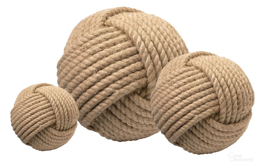 The appearance of Jute Balls (Set of 3) designed by Jamie Young Company in the coastal interior design. This brown piece of furniture  was selected by 1StopBedrooms from  to add a touch of cosiness and style into your home. Sku: 7BALL-JUTE. Product Type: Decor. Material: Jute. Image1