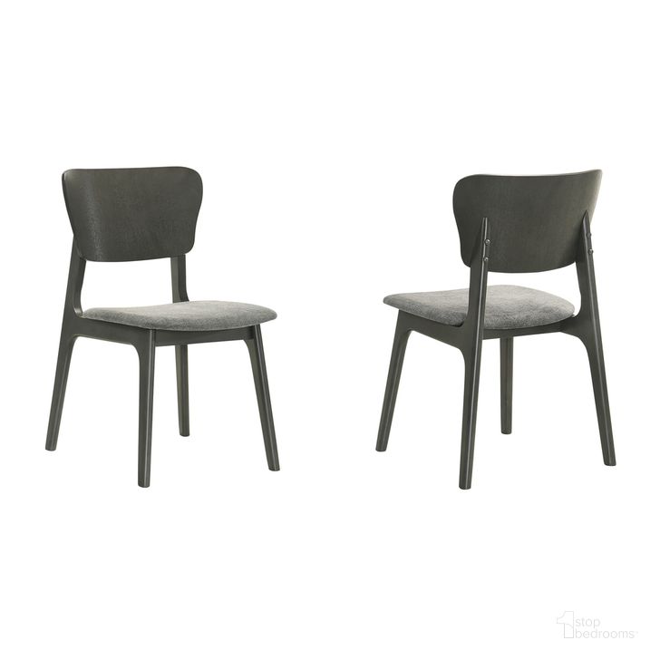 The appearance of Kalia Upholstered Wood Dining Chair Set of 2 In Gray designed by Armen Living in the transitional interior design. This gray piece of furniture  was selected by 1StopBedrooms from Kalia Collection to add a touch of cosiness and style into your home. Sku: LCKACHWAGRY. Material: Wood. Product Type: Dining Chair. Image1