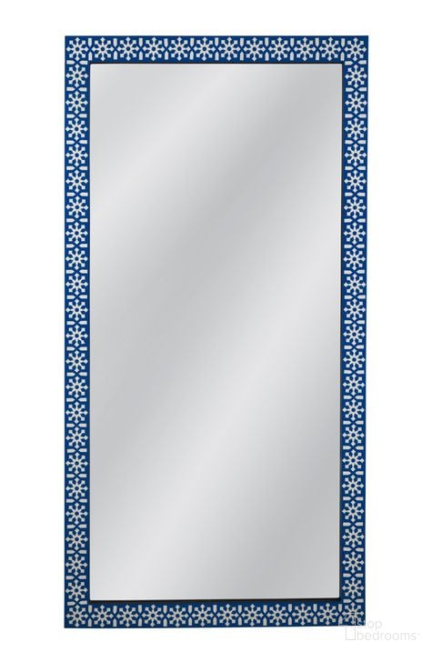 The appearance of Kamal Floor Mirror In Blue and Ivory designed by Bassett Mirror Company in the traditional interior design. This blue and ivory piece of furniture  was selected by 1StopBedrooms from  to add a touch of cosiness and style into your home. Sku: M4901. Product Type: Floor Mirror. Material: Bone. Image1