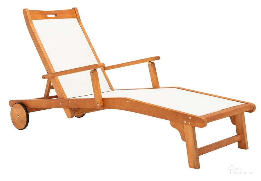 The appearance of Kamson Sunlounger in Natural and Beige designed by Safavieh in the modern / contemporary interior design. This natural and beige piece of furniture  was selected by 1StopBedrooms from Kamson Collection to add a touch of cosiness and style into your home. Sku: PAT7071A. Material: Wood. Product Type: Outdoor Chaise Lounge. Image1