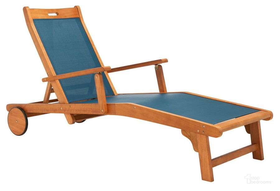 The appearance of Kamson Sunlounger in Navy designed by Safavieh in the modern / contemporary interior design. This navy piece of furniture  was selected by 1StopBedrooms from Kamson Collection to add a touch of cosiness and style into your home. Sku: PAT7071B. Material: Wood. Product Type: Outdoor Chaise Lounge. Image1