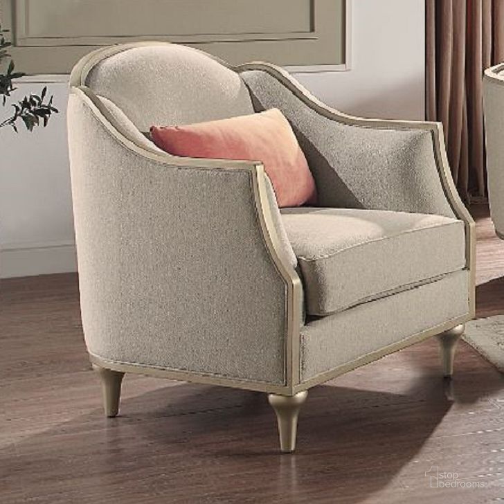 The appearance of Kasa Chair With Pillow In Beige designed by ACME in the modern / contemporary interior design. This beige piece of furniture  was selected by 1StopBedrooms from Kasa Collection to add a touch of cosiness and style into your home. Sku: LV01501. Material: Wood. Product Type: Chair. Image1