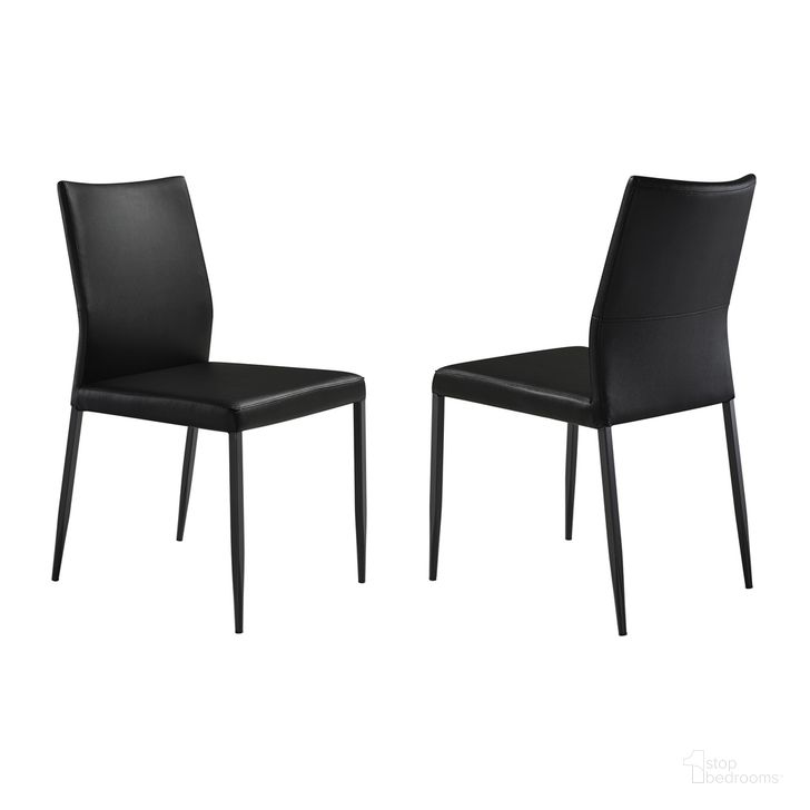 The appearance of Kash Upholstered Dining Chair Set of 2 In Black designed by Armen Living in the modern / contemporary interior design. This black piece of furniture  was selected by 1StopBedrooms from Kash Collection to add a touch of cosiness and style into your home. Sku: LCKASIBLK. Material: Leather. Product Type: Dining Chair. Image1