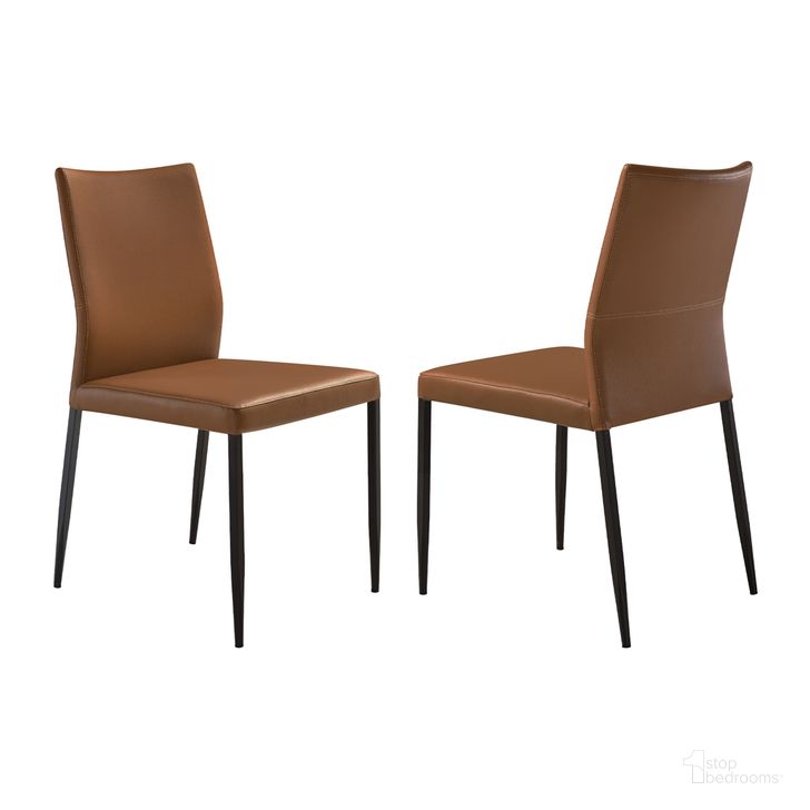 The appearance of Kash Upholstered Dining Chair Set of 2 In Brown designed by Armen Living in the modern / contemporary interior design. This brown piece of furniture  was selected by 1StopBedrooms from Kash Collection to add a touch of cosiness and style into your home. Sku: LCKASIBLKPE. Material: Leather. Product Type: Dining Chair. Image1
