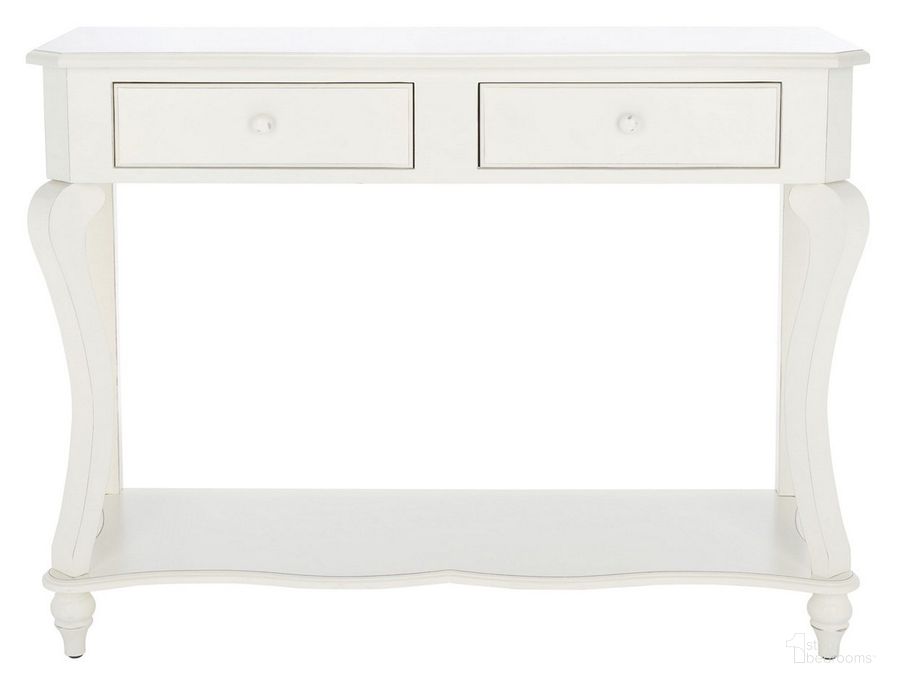The appearance of Katie Console with 2 Storage Drawer in Cream designed by Safavieh in the modern / contemporary interior design. This cream piece of furniture  was selected by 1StopBedrooms from Katie Collection to add a touch of cosiness and style into your home. Sku: AMH4026C. Material: Wood. Product Type: Console. Image1
