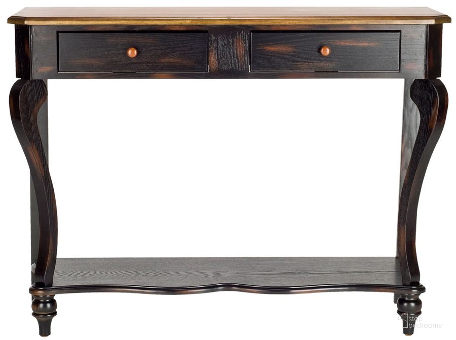 The appearance of Katie Honey Oak and Dark Cherry Console with 2 Storage Drawers designed by Safavieh in the country / farmhouse interior design. This dark brown piece of furniture  was selected by 1StopBedrooms from Katie Collection to add a touch of cosiness and style into your home. Sku: AMH4026A. Material: Wood. Product Type: Console. Image1
