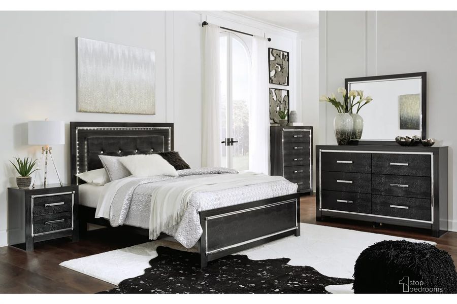 The appearance of Kaydell Bedroom Set In Black designed by Signature Design by Ashley in the modern / contemporary interior design. This black piece of furniture  was selected by 1StopBedrooms from Kaydell Collection to add a touch of cosiness and style into your home. Sku: B1420-54;B1420-57;B1420-96;B1420-92. Material: Wood. Product Type: Bedroom Set. Bed Size: Queen. Image1