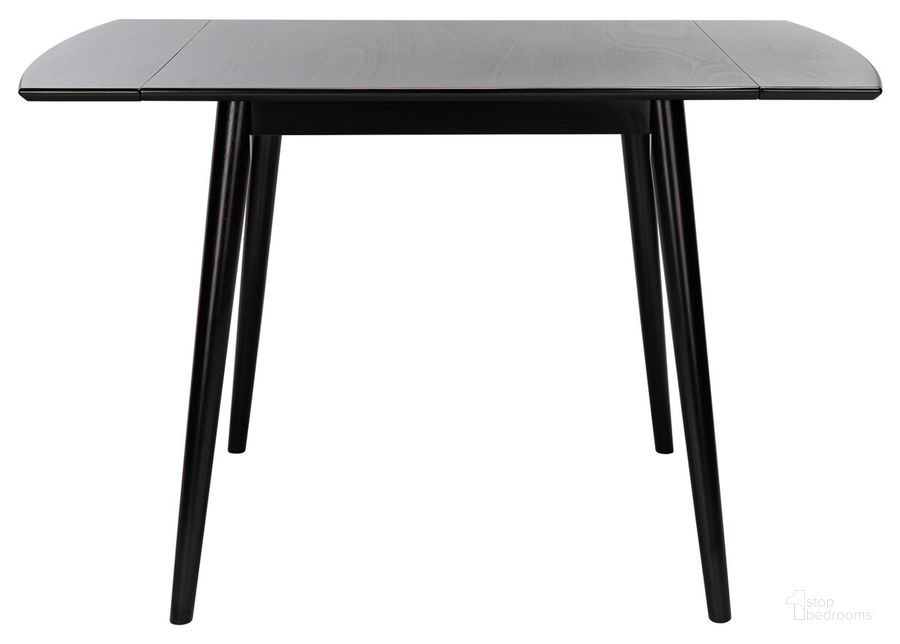 The appearance of Kaylee Extension Dining Table in Matte Black designed by Safavieh in the transitional interior design. This matte black piece of furniture  was selected by 1StopBedrooms from Kaylee Collection to add a touch of cosiness and style into your home. Sku: DTB1403A. Table Base Style: Legs. Material: Wood. Product Type: Dining Table. Table Top Shape: Rectangular. Size: 47". Image1