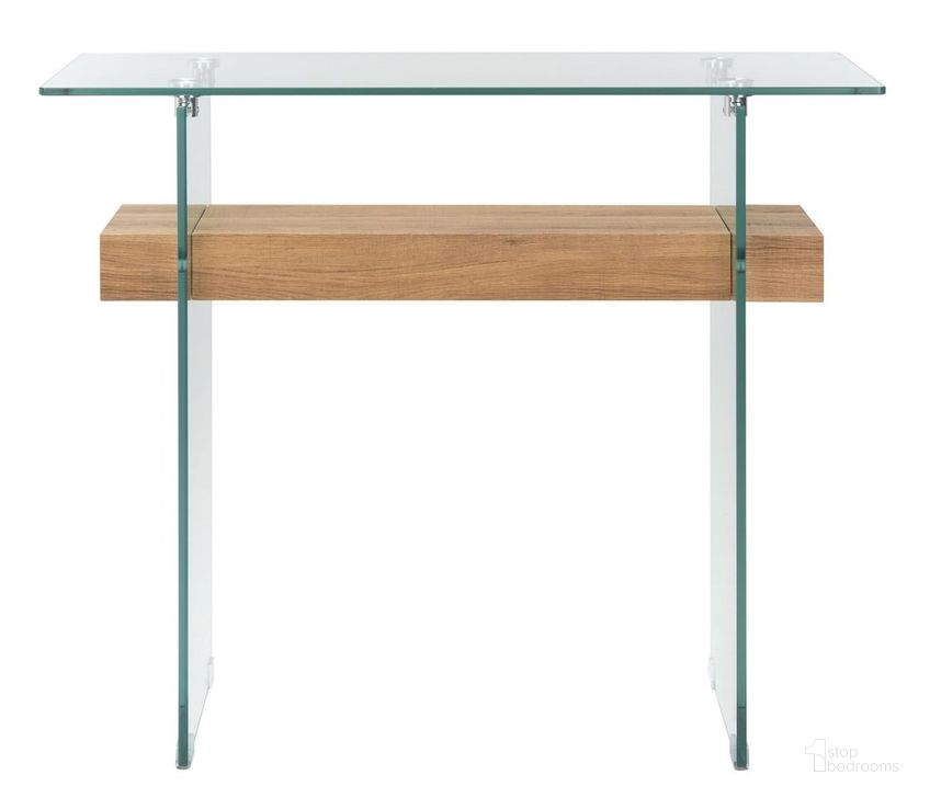 The appearance of Kayley Console Table CNS7001D designed by Safavieh in the modern / contemporary interior design. This maple piece of furniture  was selected by 1StopBedrooms from Kayley Collection to add a touch of cosiness and style into your home. Sku: CNS7001D. Product Type: Console. Material: Aluminium. Image1