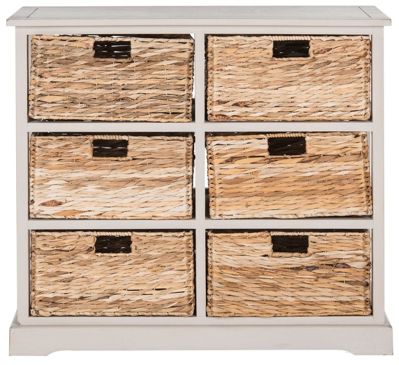 The appearance of Keenan Vintage Grey 6 Wicker Basket Storage Chest designed by Safavieh in the rustic / southwestern interior design. This grey piece of furniture  was selected by 1StopBedrooms from Keenan Collection to add a touch of cosiness and style into your home. Sku: AMH5740D. Material: Wood. Product Type: Chest. Image1