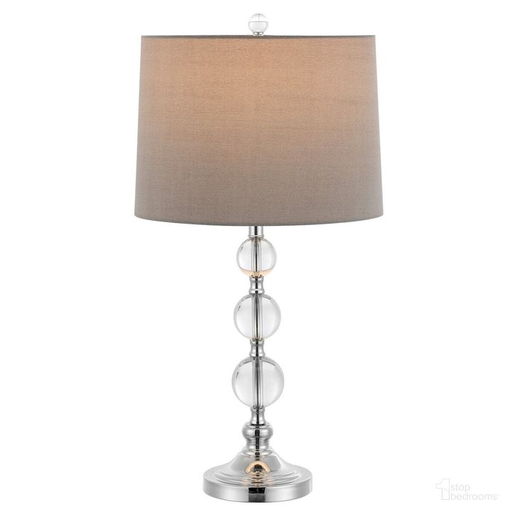 The appearance of Keeva 27 Inch Clear and Chrome Table Lamp Set of 2 with Usb Port in Grey Shades Set of 2 designed by Safavieh in the modern / contemporary interior design. This grey piece of furniture  was selected by 1StopBedrooms from Keeva Collection to add a touch of cosiness and style into your home. Sku: LIT4113A-SET2-U. Product Type: Table Lamp. Material: Crystal. Image1