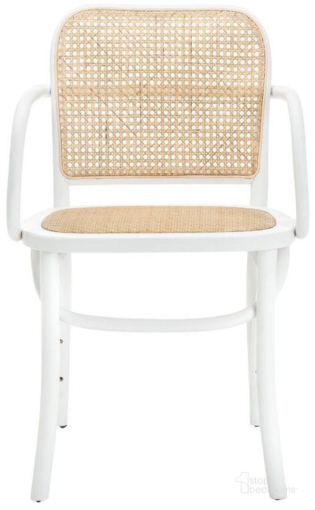 The appearance of Keiko White and Natural Cane Dining Chair designed by Safavieh in the modern / contemporary interior design. This white and natural piece of furniture  was selected by 1StopBedrooms from Keiko Collection to add a touch of cosiness and style into your home. Sku: DCH9503A. Material: Wood. Product Type: Dining Chair. Image1
